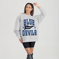 Women's Gameday Couture Gray Duke Blue Devils Oversized Pennant Pride Premium Fleece Sweatshirt