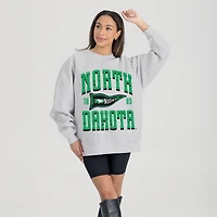 Women's Gameday Couture Ash North Dakota Oversized Pennant Pride Premium Fleece Sweatshirt