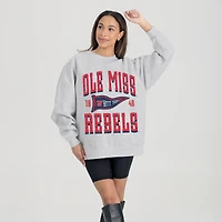 Women's Gameday Couture Ash Ole Miss Rebels Oversized Pennant Pride Premium Fleece Sweatshirt