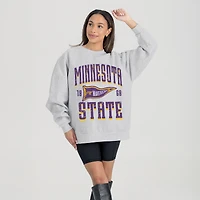 Women's Gameday Couture Ash Minnesota State University, Mankato Oversized Pennant Pride Premium Fleece Sweatshirt
