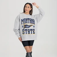 Women's Gameday Couture Ash Montana State Bobcats Oversized Pennant Pride Premium Fleece Sweatshirt