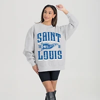 Women's Gameday Couture Ash Saint Louis Billikens Oversized Pennant Pride Premium Fleece Sweatshirt