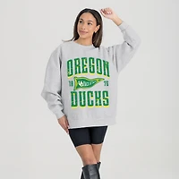 Women's Gameday Couture Gray Oregon Ducks Oversized Pennant Pride Premium Fleece Sweatshirt