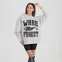 Women's Gameday Couture Ash Wake Forest Demon Deacons Oversized Pennant Pride Premium Fleece Sweatshirt