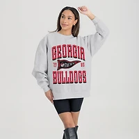 Women's Gameday Couture Gray Georgia Bulldogs Oversized Pennant Pride Premium Fleece Sweatshirt
