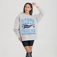 Women's Gameday Couture Ash North Carolina Tar Heels Oversized Pennant Pride Premium Fleece Sweatshirt