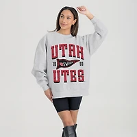 Women's Gameday Couture Ash Utah Utes Oversized Pennant Pride Premium Fleece Sweatshirt