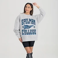 Women's Gameday Couture Ash Spelman College Jaguars Oversized Pennant Pride Premium Fleece Sweatshirt