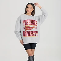 Women's Gameday Couture Ash Tuskegee Golden Tigers Oversized Pennant Pride Premium Fleece Sweatshirt