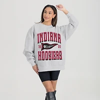 Women's Gameday Couture Ash Indiana Hoosiers Oversized Pennant Pride Premium Fleece Sweatshirt