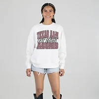 Women's Gameday Couture White Texas A&M Aggies Oversized Faded Formation Premium Fleece Sweatshirt