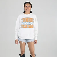 Women's Gameday Couture White Tennessee Volunteers Oversized Faded Formation Premium Fleece Sweatshirt