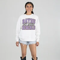 Women's Gameday Couture White LSU Tigers Oversized Faded Formation Premium Fleece Sweatshirt