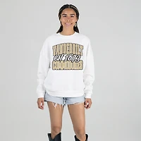 Women's Gameday Couture White Vanderbilt Commodores Oversized Faded Formation Premium Fleece Sweatshirt