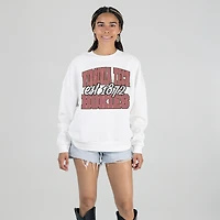 Women's Gameday Couture White Virginia Tech Hokies Oversized Faded Formation Premium Fleece Sweatshirt