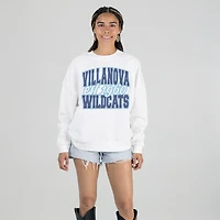 Women's Gameday Couture White Villanova Wildcats Oversized Faded Formation Premium Fleece Sweatshirt
