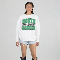 Women's Gameday Couture White North Dakota Oversized Faded Formation Premium Fleece Sweatshirt