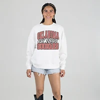 Women's Gameday Couture White Oklahoma Sooners Oversized Faded Formation Premium Fleece Sweatshirt