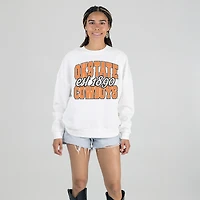 Women's Gameday Couture White Oklahoma State Cowboys Oversized Faded Formation Premium Fleece Sweatshirt