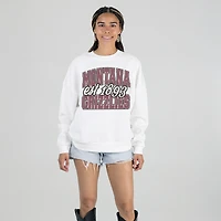 Women's Gameday Couture White Montana Grizzlies Oversized Faded Formation Premium Fleece Sweatshirt