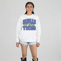 Women's Gameday Couture White BYU Cougars Oversized Faded Formation Premium Fleece Sweatshirt