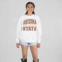 Women's Gameday Couture White Arizona State Sun Devils Oversized Faded Formation Premium Fleece Sweatshirt
