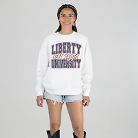 Women's Gameday Couture White Liberty Flames Oversized Faded Formation Premium Fleece Sweatshirt