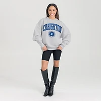 Women's Gameday Couture Ash Creighton Bluejays Oversized Tradition Refined Premium Fleece Sweatshirt