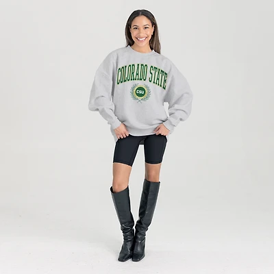Women's Gameday Couture Ash Colorado State Rams Oversized Tradition Refined Premium Fleece Sweatshirt