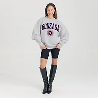 Women's Gameday Couture Ash Gonzaga Bulldogs Oversized Tradition Refined Premium Fleece Sweatshirt