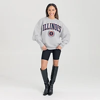 Women's Gameday Couture Ash Illinois Fighting Illini Oversized Tradition Refined Premium Fleece Sweatshirt