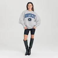 Women's Gameday Couture Ash Kentucky Wildcats Oversized Tradition Refined Premium Fleece Sweatshirt
