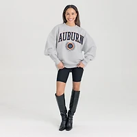 Women's Gameday Couture Ash Auburn Tigers Oversized Tradition Refined Premium Fleece Sweatshirt