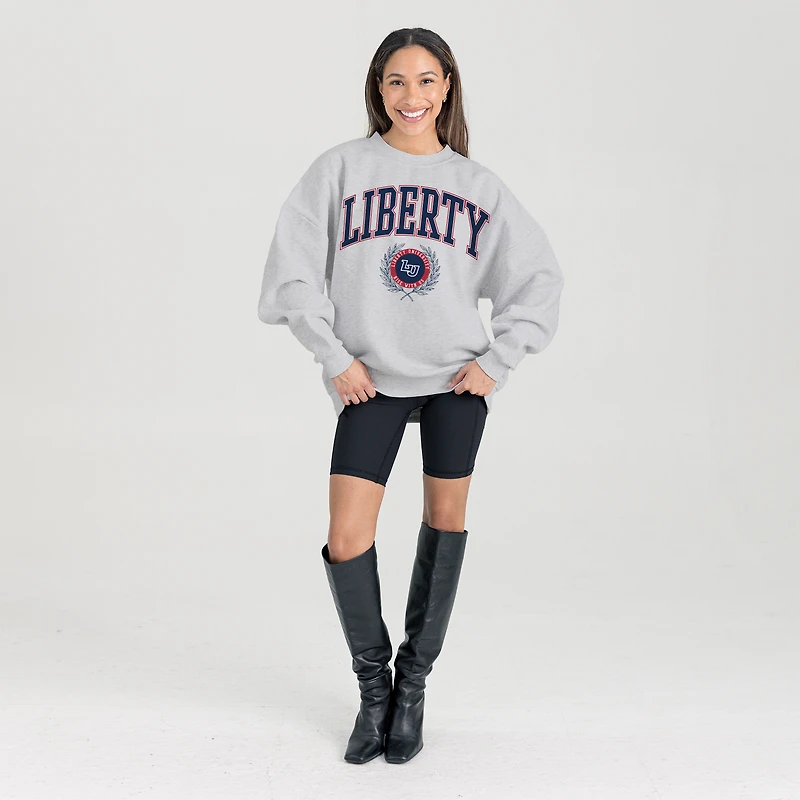 Women's Gameday Couture Ash Liberty Flames Oversized Tradition Refined Premium Fleece Sweatshirt
