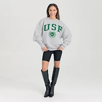 Women's Gameday Couture Ash South Florida Bulls Oversized Tradition Refined Premium Fleece Sweatshirt
