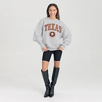 Women's Gameday Couture Ash Texas Longhorns Oversized Tradition Refined Premium Fleece Sweatshirt