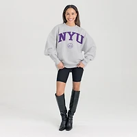 Women's Gameday Couture Ash NYU Violets Oversized Tradition Refined Premium Fleece Sweatshirt