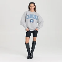 Women's Gameday Couture Ash North Carolina Tar Heels Oversized Tradition Refined Premium Fleece Sweatshirt