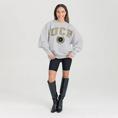 Women's Gameday Couture Ash UCF Knights Oversized Tradition Refined Premium Fleece Sweatshirt