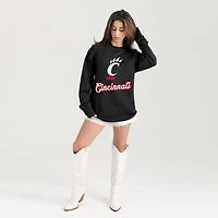 Women's Gameday Couture Black Cincinnati Bearcats Oversized Honor Roll Long Sleeve T-Shirt