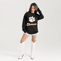 Women's Gameday Couture Black Clemson Tigers Oversized Honor Roll Long Sleeve T-Shirt
