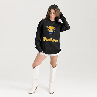 Women's Gameday Couture Black Pitt Panthers Oversized Honor Roll Long Sleeve T-Shirt
