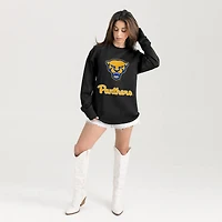 Women's Gameday Couture Black Pitt Panthers Oversized Honor Roll Long Sleeve T-Shirt