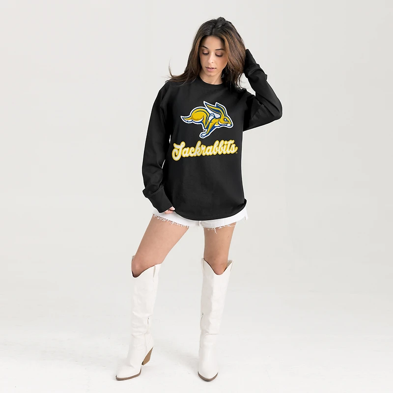 Women's Gameday Couture Black South Dakota State Jackrabbits Oversized Honor Roll Long Sleeve T-Shirt