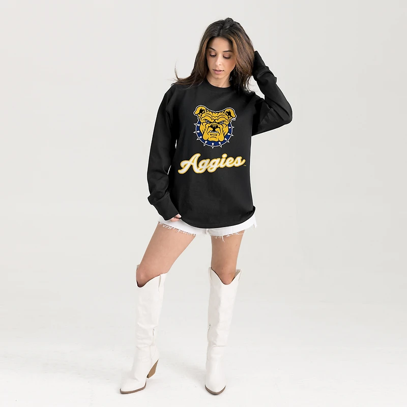 Women's Gameday Couture Black North Carolina A&T Aggies Oversized Honor Roll Long Sleeve T-Shirt