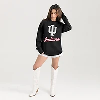 Women's Gameday Couture Black Indiana Hoosiers Oversized Honor Roll Long Sleeve T-Shirt