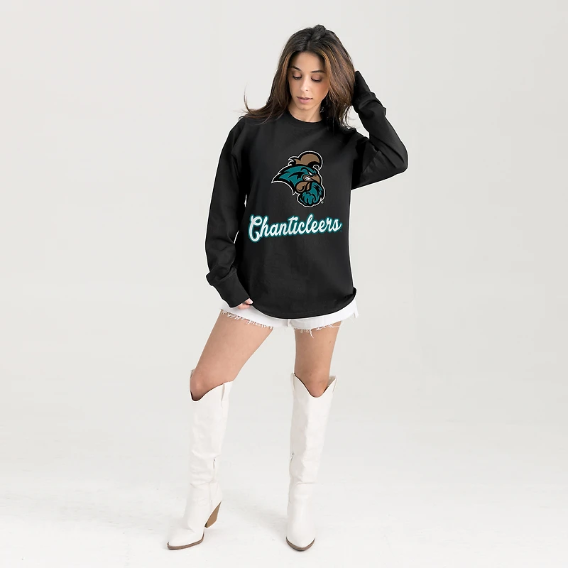 Women's Gameday Couture Black Coastal Carolina Chanticleers Oversized Honor Roll Long Sleeve T-Shirt