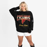 Women's Gameday Couture Black Iowa State Cyclones Oversized Powerhouse Play Black Label Premium Fleece Sweatshirt