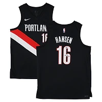 Yang Hansen Portland Trail Blazers Autographed Black Nike Icon Swingman Jersey with "25 #16 Pick" Inscription