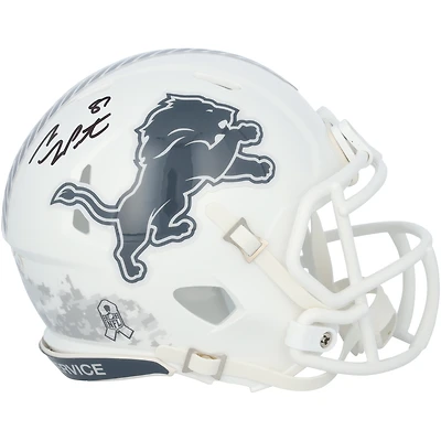 Sam LaPorta Detroit Lions Autographed Riddell 2024 Salute To Service Speed Mini Helmet